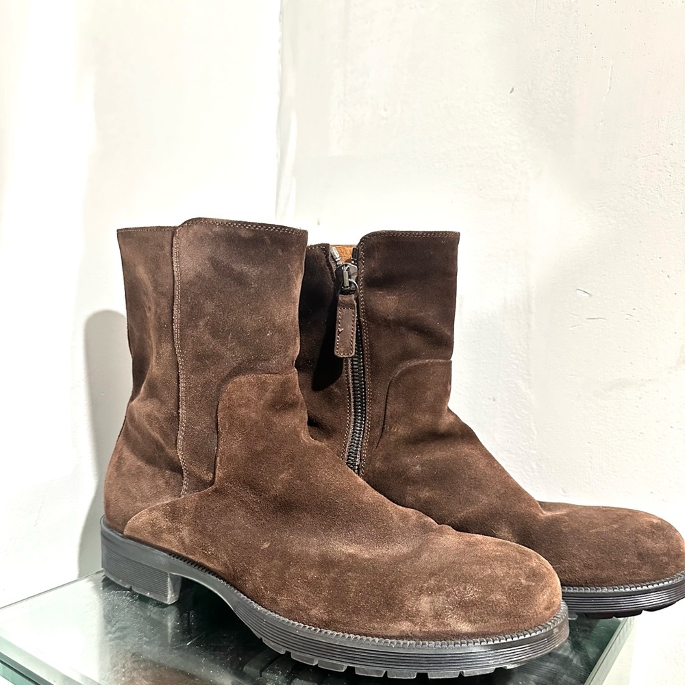 Aquatalia Brown Suede Zip Ankle Boots